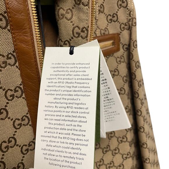 NWT Gucci GG Canvas Jacket Leather Trim Neutral Brown Tan Womens 40 / US 4 - Picture 13 of 16